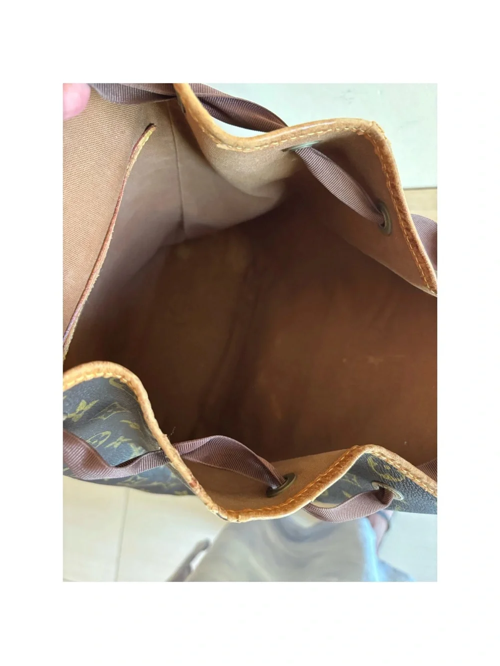 Louis Vuitton Monogram Canvas Backpack with Tan Leather Accents